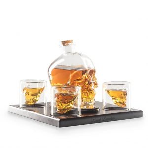 Royal Decanters Skull Shaped Glass Whiskey and Liquor Decanter Set