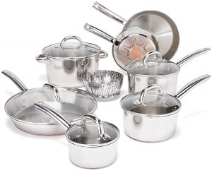T-fal C836SD Stainless Steel Copper Bottom Cookware Set