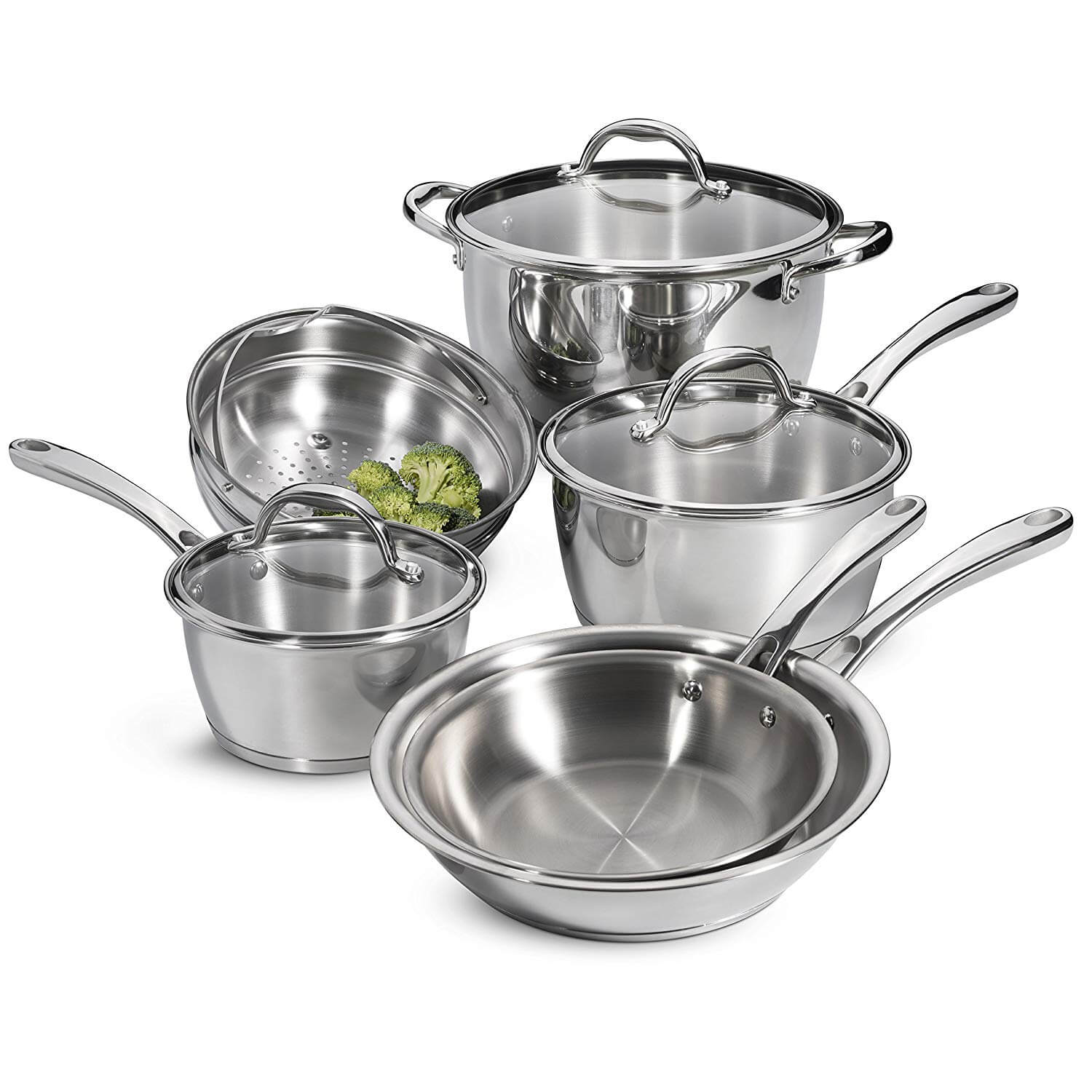 Tramontina 80154 567DS 9 Piece Stainless Steel Tri-Ply Base Cookware Set